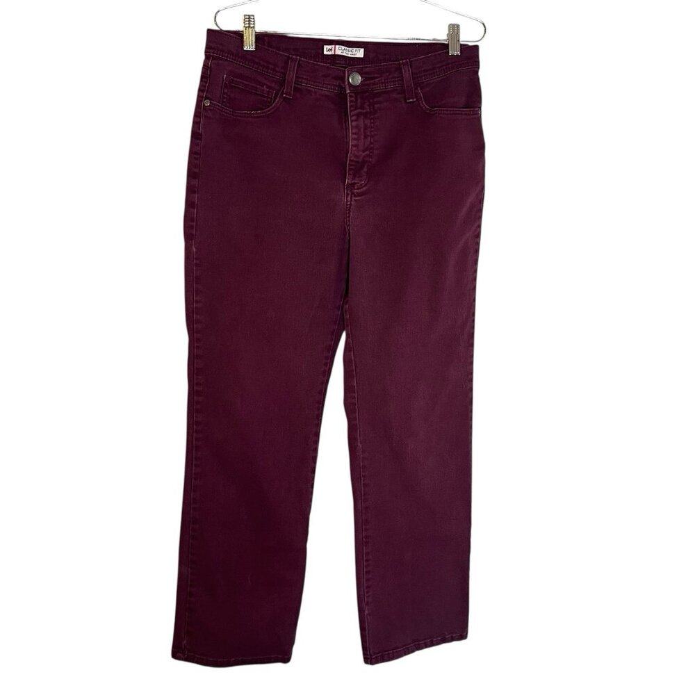 Lee Classic Fit at The Waist Jeans Women's 32x 28 Purple Mid Rise Cotton Blend